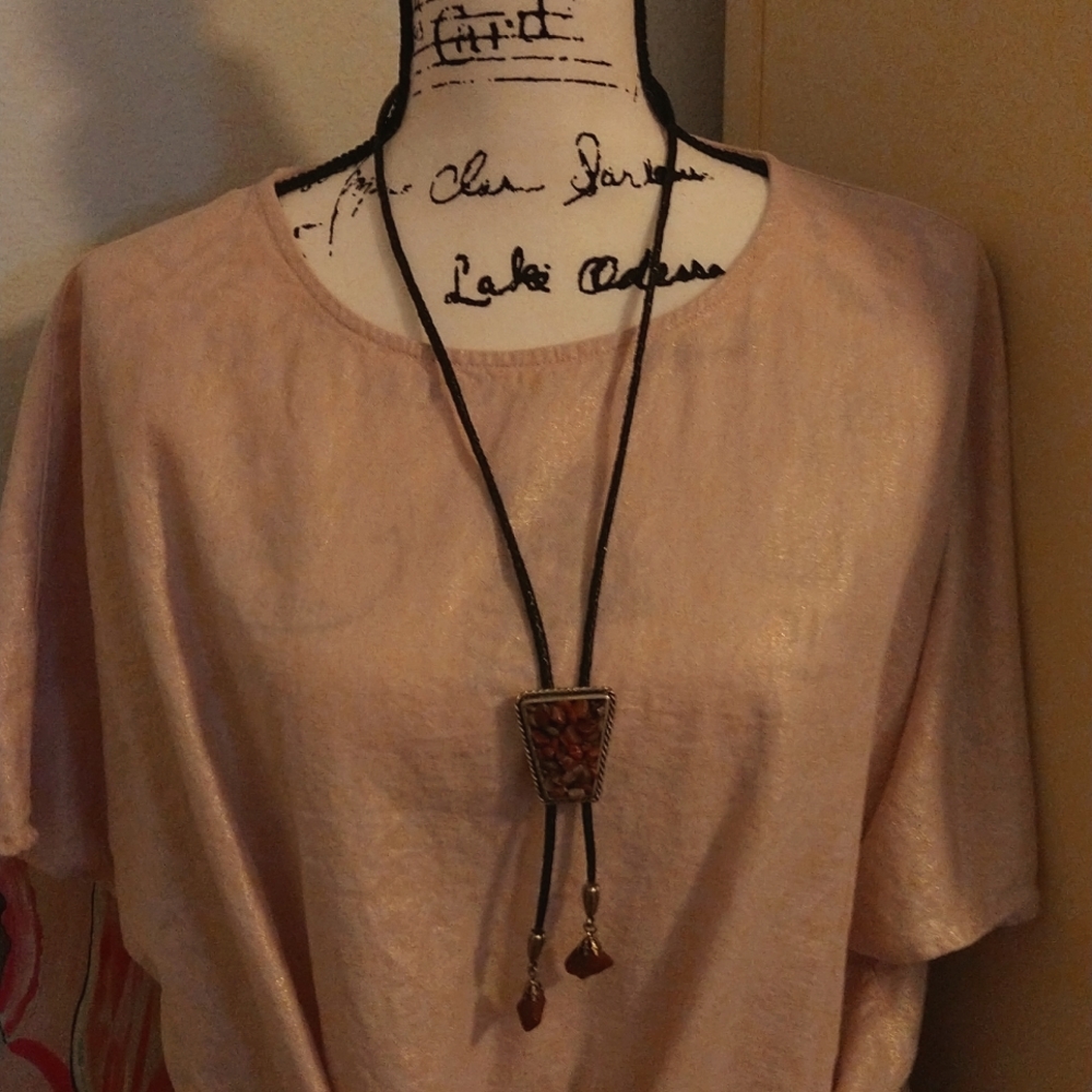 Vintage Western Chipped Multi-Stone Medallion. Tassel With Stones.